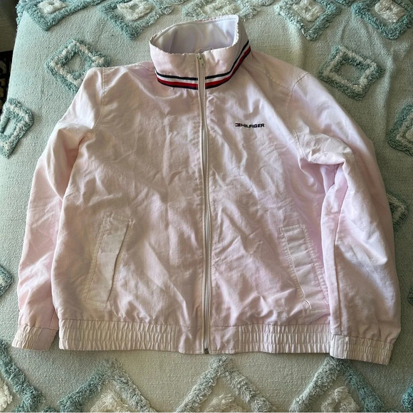 Y2K Tommy Hilfiger Baby Pink Windbreaker Jacket - Picture 4 of 13